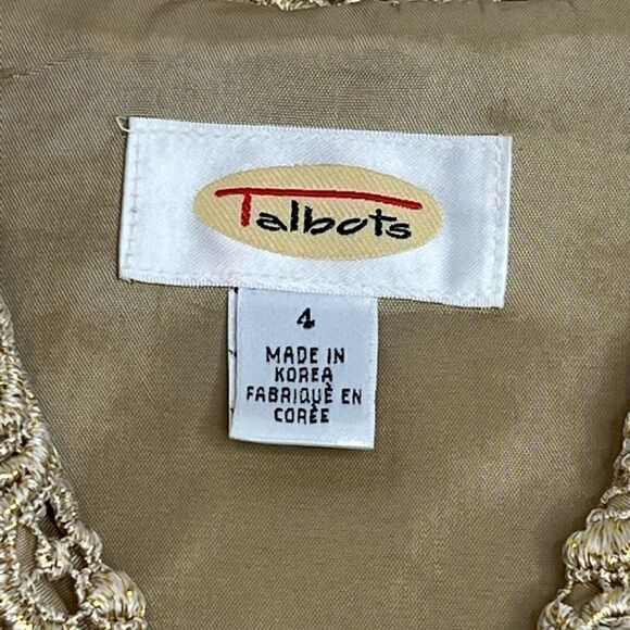 Talbots vintage metallic gold lace overlay evening jacket size 4 - Picture 10 of 16